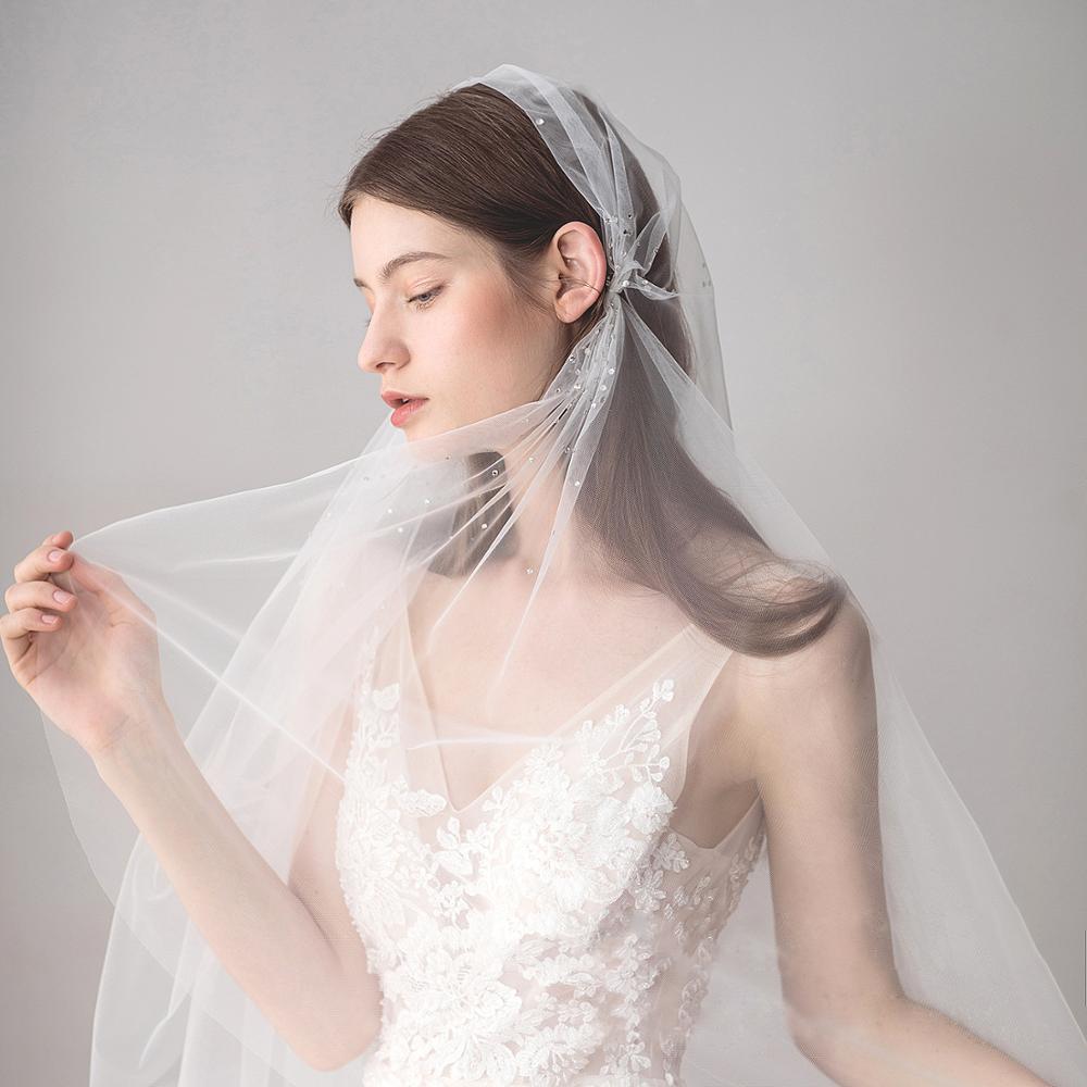 Elegant Short Woman Bridal Veils 160 cm With Comb Ivory Veil For Bridal Cut Edge Tulle Wedding Accessories Uk