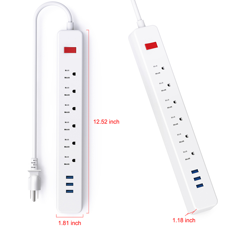 US 6 розеток американского типа 3 USB быстрое зарядное устройство стабилизатор напряжения удлинительная розетка банковская полоса с выключателем света