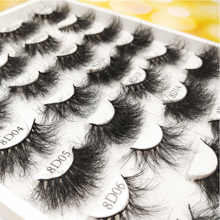 3D Mink eye lashesh vendor fluffy curly strip eyelashes 25 MM false lashes 5D 25mm eye lashes customized eyelashes box