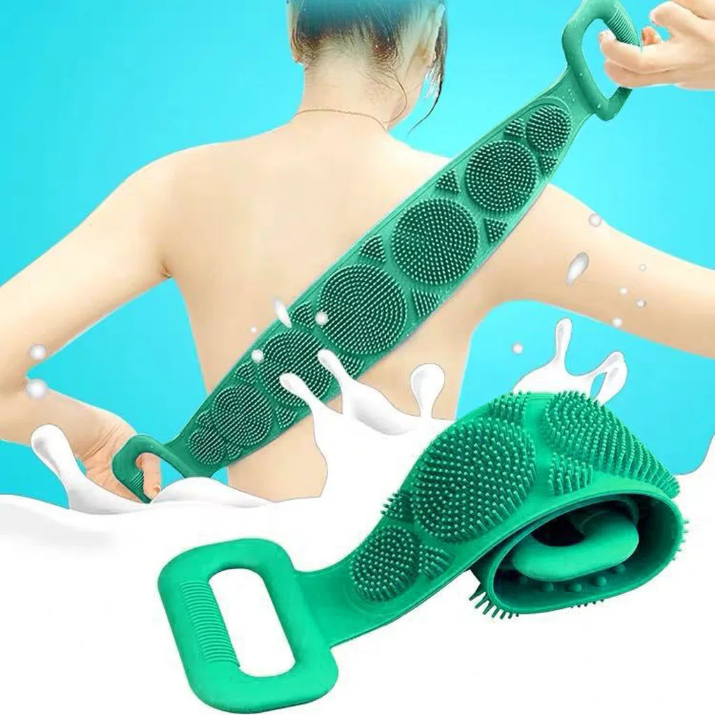 Silicone Bath Body Double Side Shower Exfoliating Belt Bath Towel Scrubber Bath Shower Belt for Men and Women