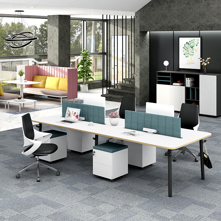 Customized Aluminum Legs E1 Level Melamine Modern Modular Workstation OEM Office Desk Commercial Office Table