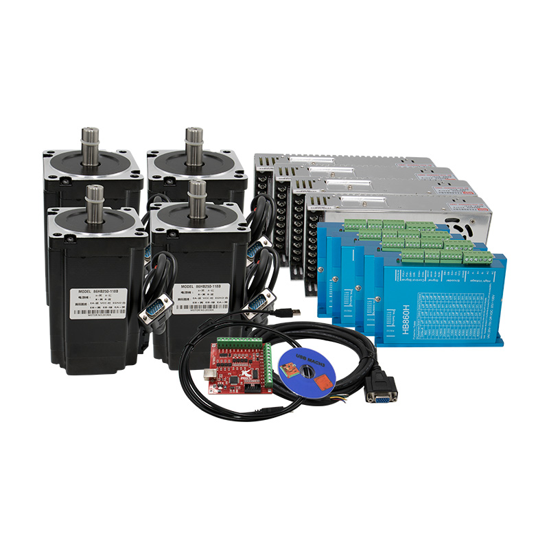 RU Nema34 close loop 4.5Nm stepper motor +HBS860H Hybrid driver+400w60v power supply +MACH3 controller board for