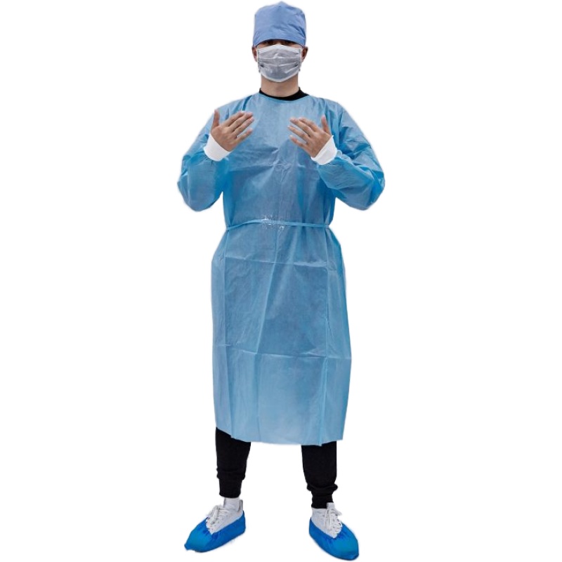 PP and PE Coated AAMI PB 70 LEVEL 2 Disposable Medical Isolation Gowns with Knit Cuff