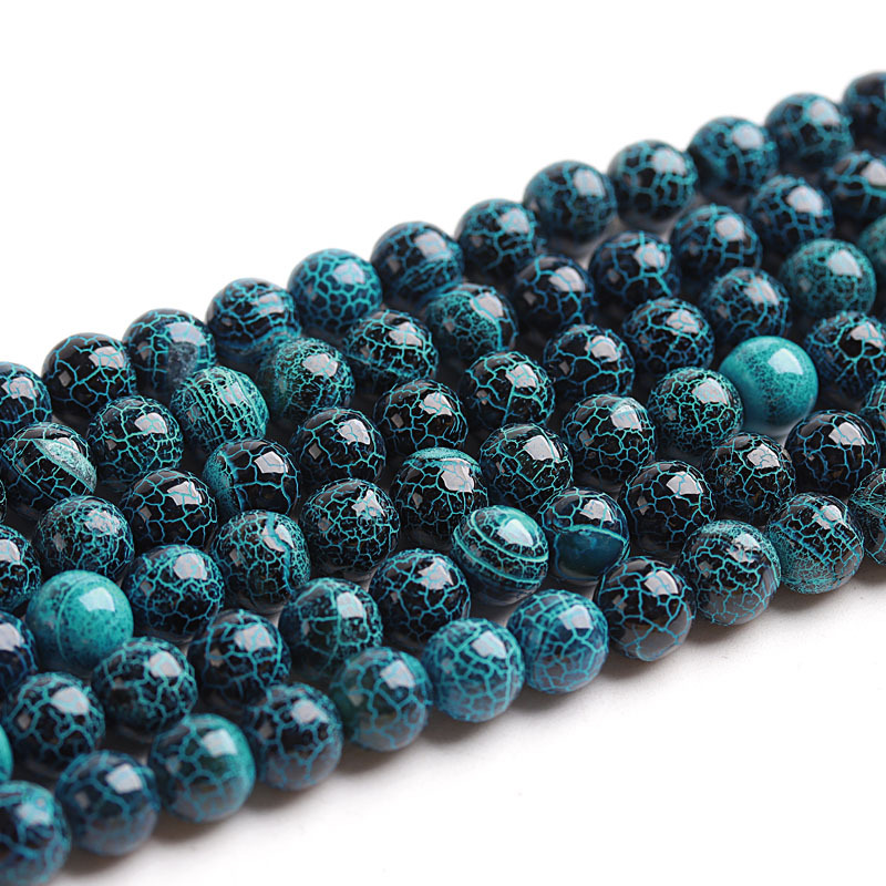 Hobbyworker Round Crack Grain Agate Loose Beads for DIY Jewelry Making