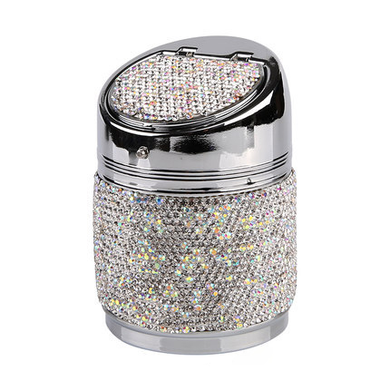 Luxury Crystal Car ashtray Cup Holder Metal Metal Bling Rhinestone Auto Ashtrays