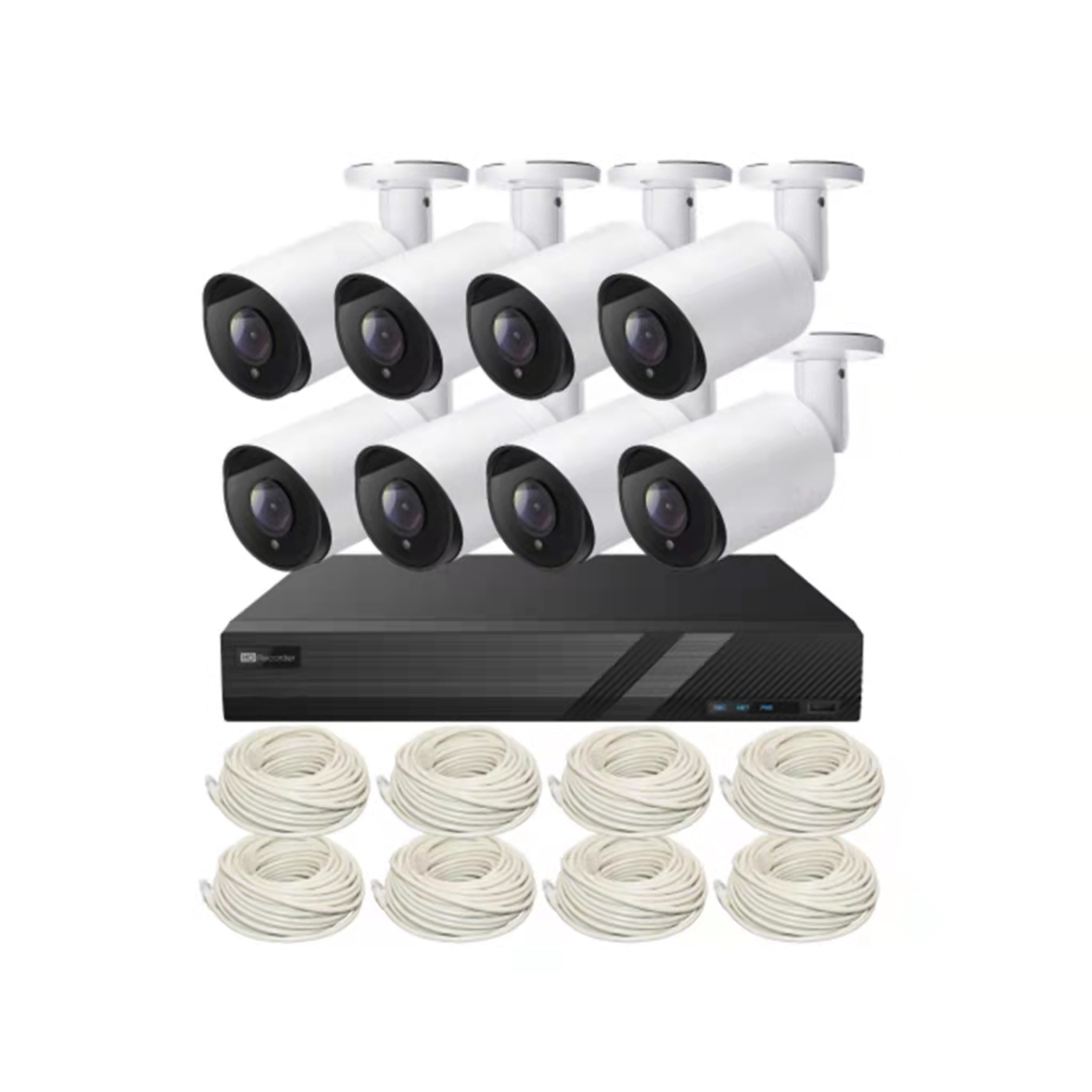 Plug and play 8CH 4K 8MP POE NVR KIT с 8 шт. 4K 8MP IP67 водонепроницаемая цилиндрическая POE IP-камера и 8CH 4K 8MP POE NVR и кабели