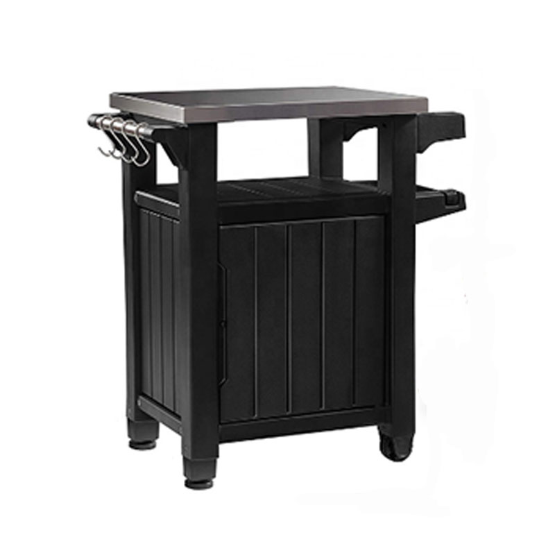 Online hot sales adjustable steel kitchen BBQ Dining table Serving cart for outdoors and party