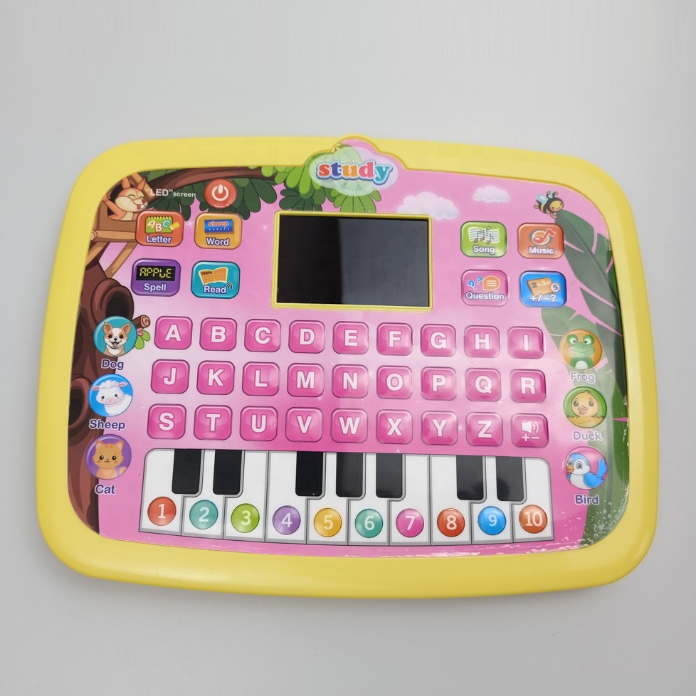 Early education LED screen tablet learning machine toy kids multi-function intelligent learning pad story machine with music