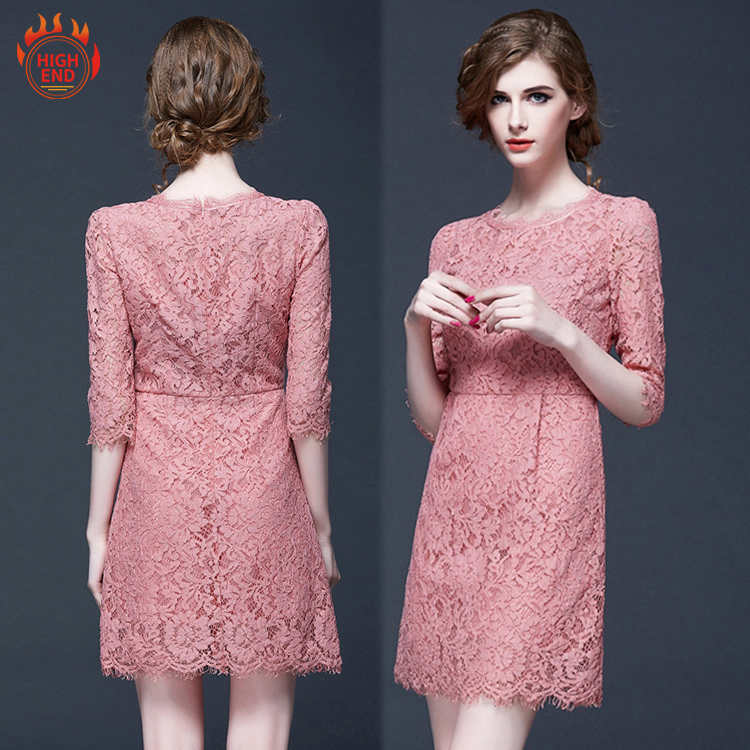 2021 Work Office Spring Pencil Short Lace Dresses Lady Elegant Women Career Dresses