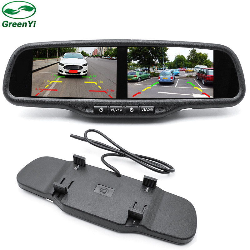 GreenYi 4,3 "двойной 800*480 дисплей экран монитор парковки автомобиля внутреннее зеркало монитор 4 CH видео вход для Hyundai Kai Vw Mazda