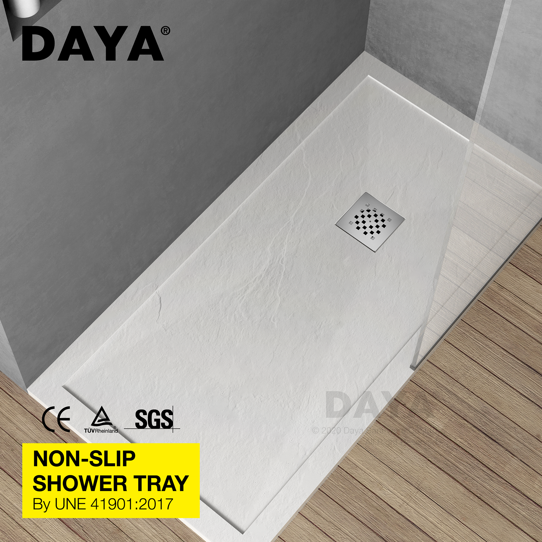 DAYA Custom Size Shower pan Solid Surface Shower Tray Stone