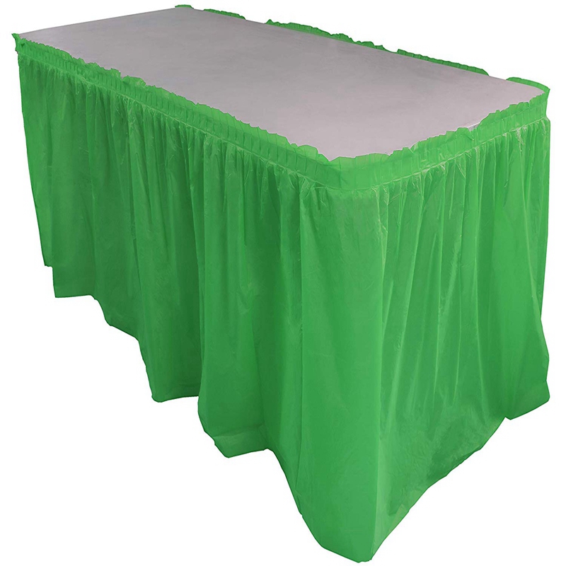Solid Color Plastic Disposable Wedding Table Skirt Wedding Party Decorations Table Skirting Disposable Plastic Table Skirt
