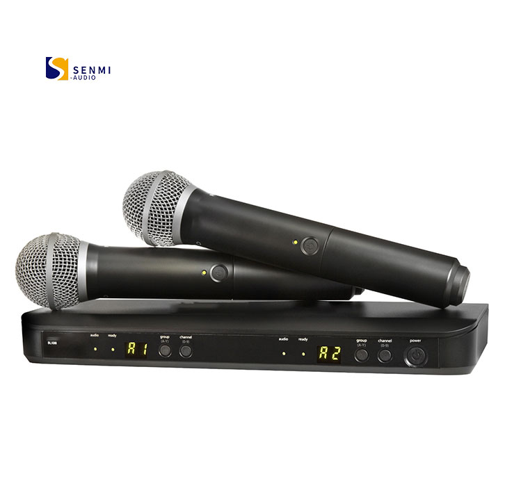 BLX288/PG58 2 канальный беспроводной микрофон с BLX88 приемник и PG58 ручной микрофон для караоке для выступлений на сцене
