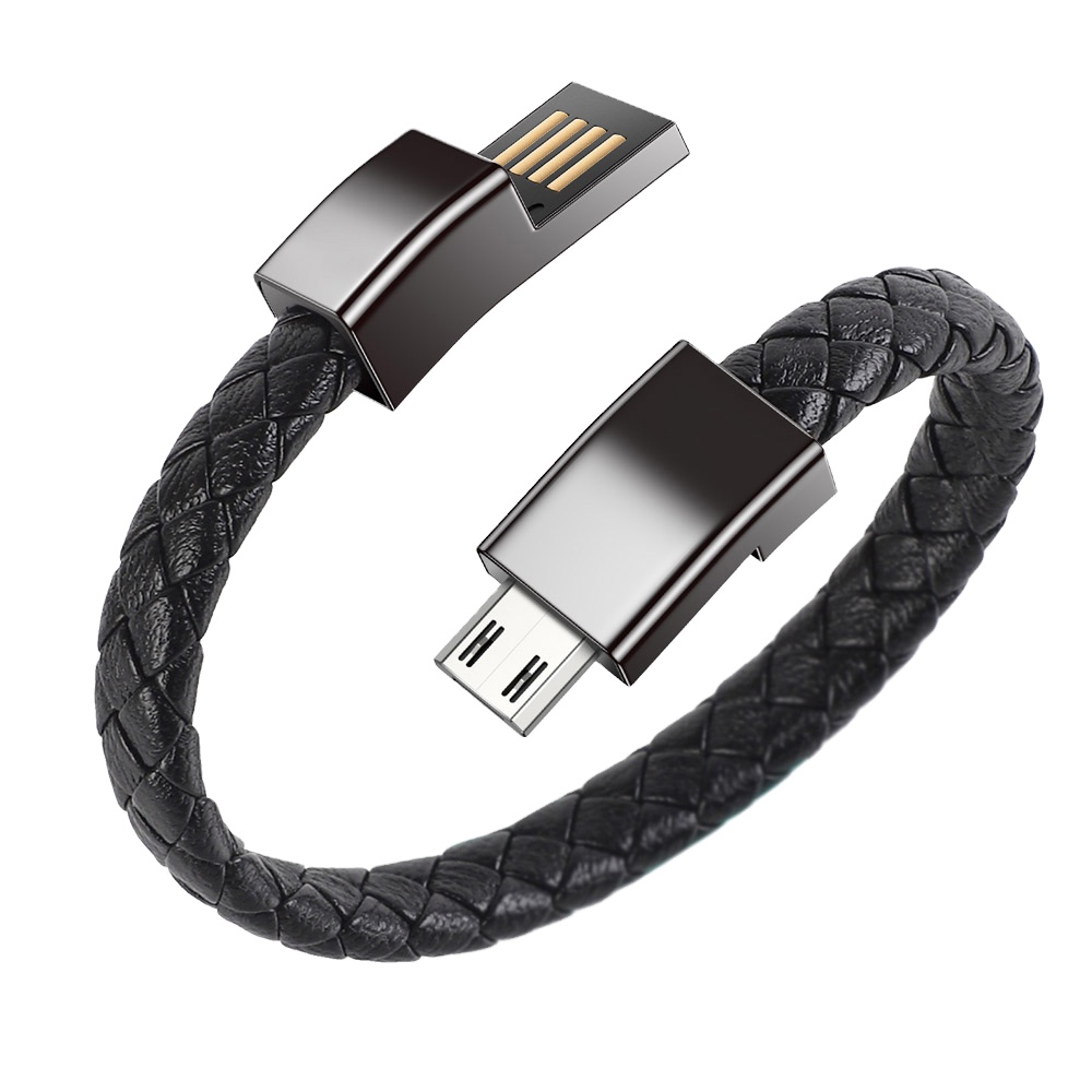 PSDA Outdoor Portable Leather Micro USB Bracelet Charger Data Charging Cable Sync Cord Android Type-C Phone Cable