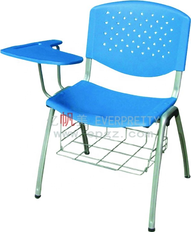 EVERPRETTY School Furniture Plastic Sketching Chair with Wooden Writing Pad and Net Drawer