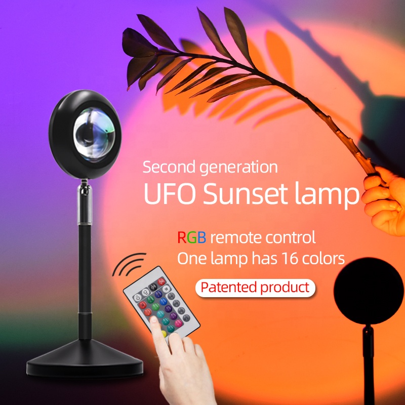Светодиодная напольная лампа RGB Sunset, проекционный светильник с дистанционным управлением, декоративное Угловое Освещение для дома, стоячий светильник с закатом