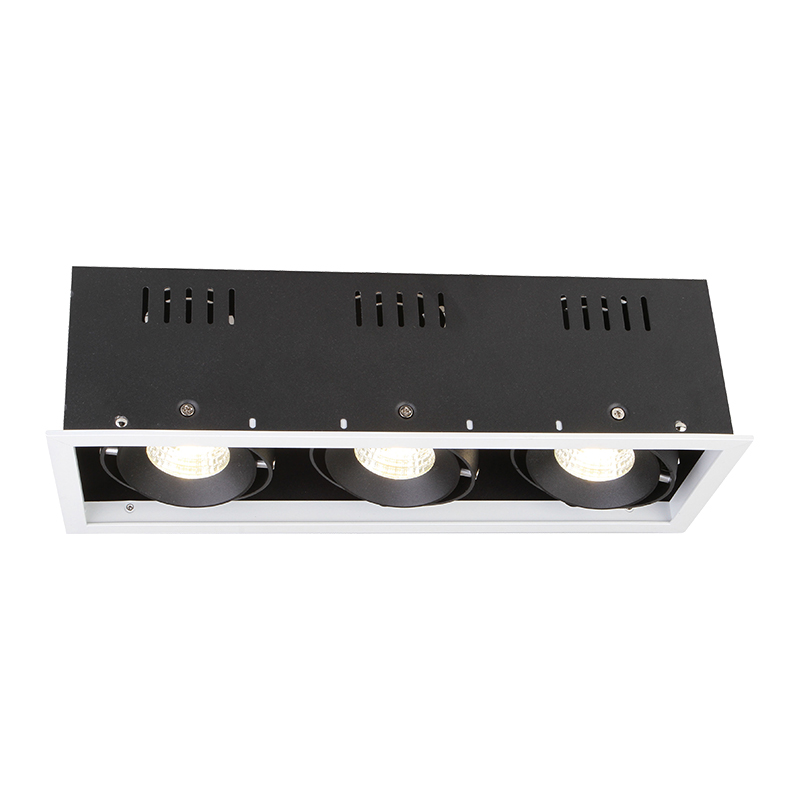 3 Heads 15W 18W Triple adjustable Cob Led Grille Light Recessed Downlights Wall Washer Ceiling Indoor Embedded Spotlights Hotel