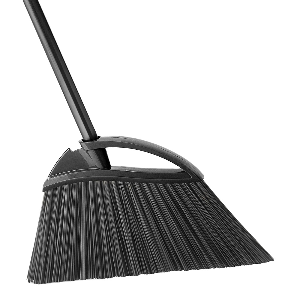 Plastic Large Angle broom with flagged bristle and long steel handle for commercial cleaning or Domestic