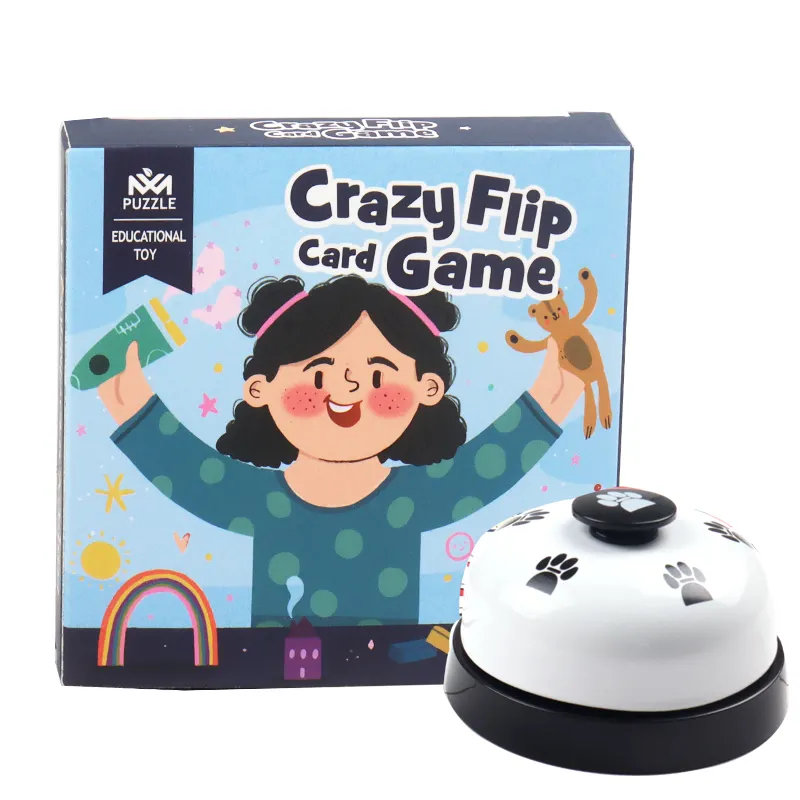 Amazon hot crazy flip card game with bell wholesale parent-child interaction fun matching card puzzle toys for kids