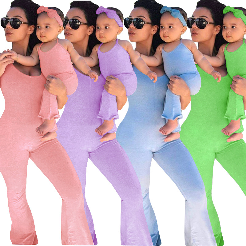Wholesale Mommy And Me Onesie Pajamas Kids Parent-child Outfits Clothes Women Dress Mommy and Me Outfits
