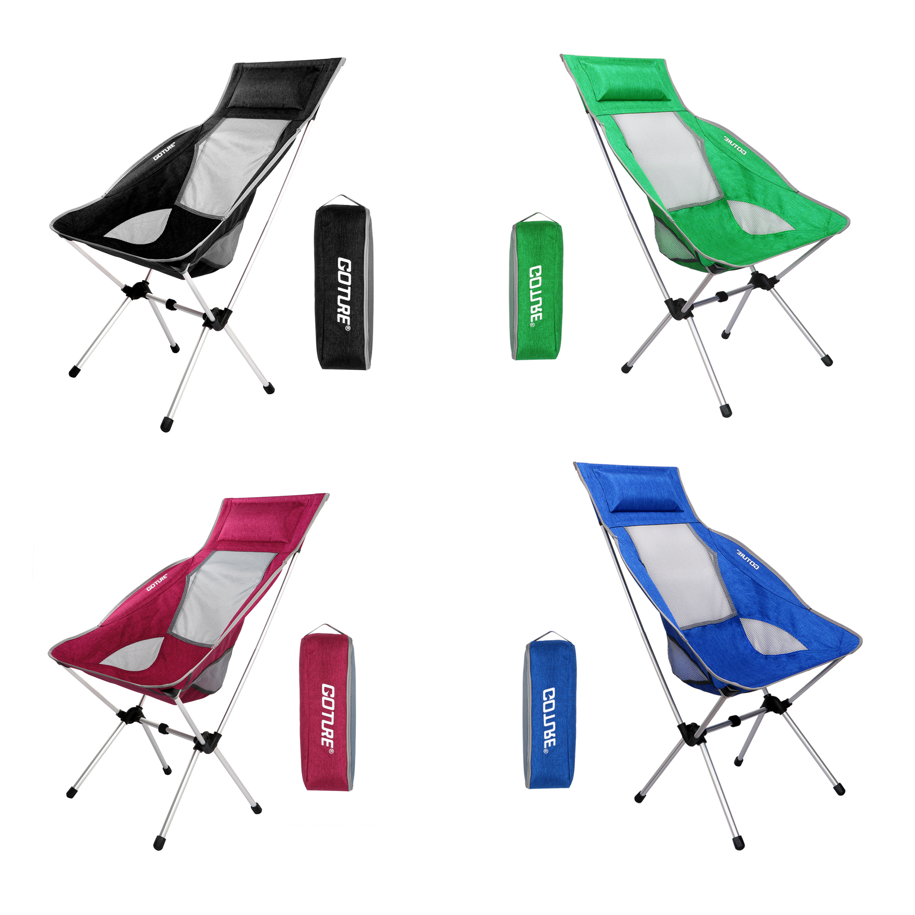 Goture Outdoor Folding Chairs Max Load 150kg Portable Lightweight Chair Fishing Seat with Backpack Bag For Camping Picnic Beach