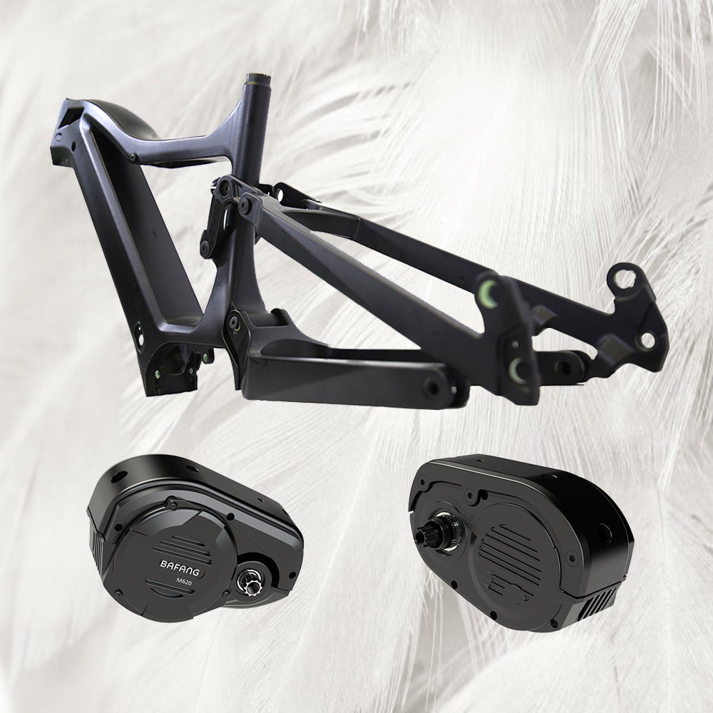 durable carbon fiber frame for 1000w full suspension ebike 26 inches fat tire ebike