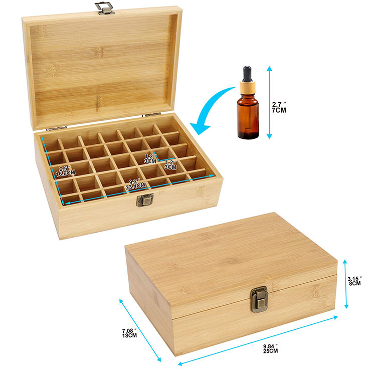 natural Bamboo wood rectangle Storage travel Show off Essential oil wooded boxes for essential oils