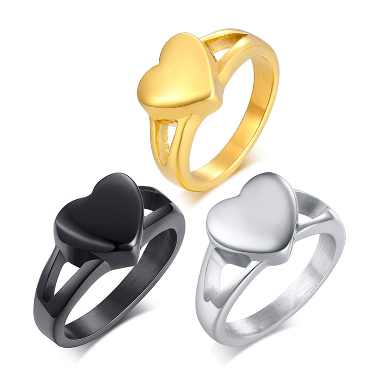 Customized openable pet memorial urn ring fashion gold silver heart-shaped titanium steel ring female