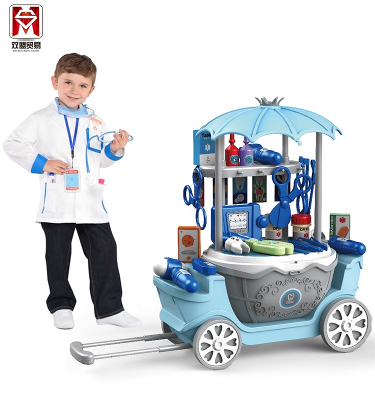4 In 1 Multifunction Dental Clinic Medical Cart Kids Doctor Kit Play Set Toys