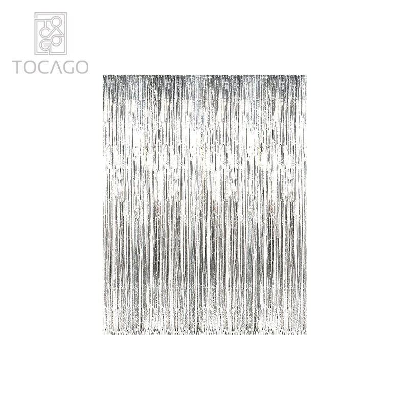 Factory Sale Party Curtain Foil Tinsel Garland Metallic Tinsel Foil Fringe Curtain For Wedding Decoration