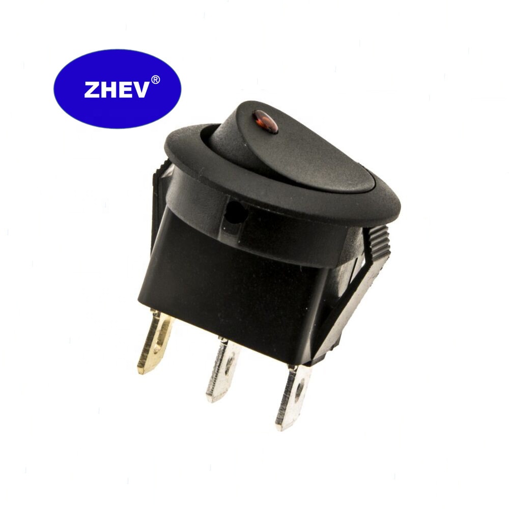 Round Red ON-OFF Dot Illumination Rocker Switch With 12V 20A LED