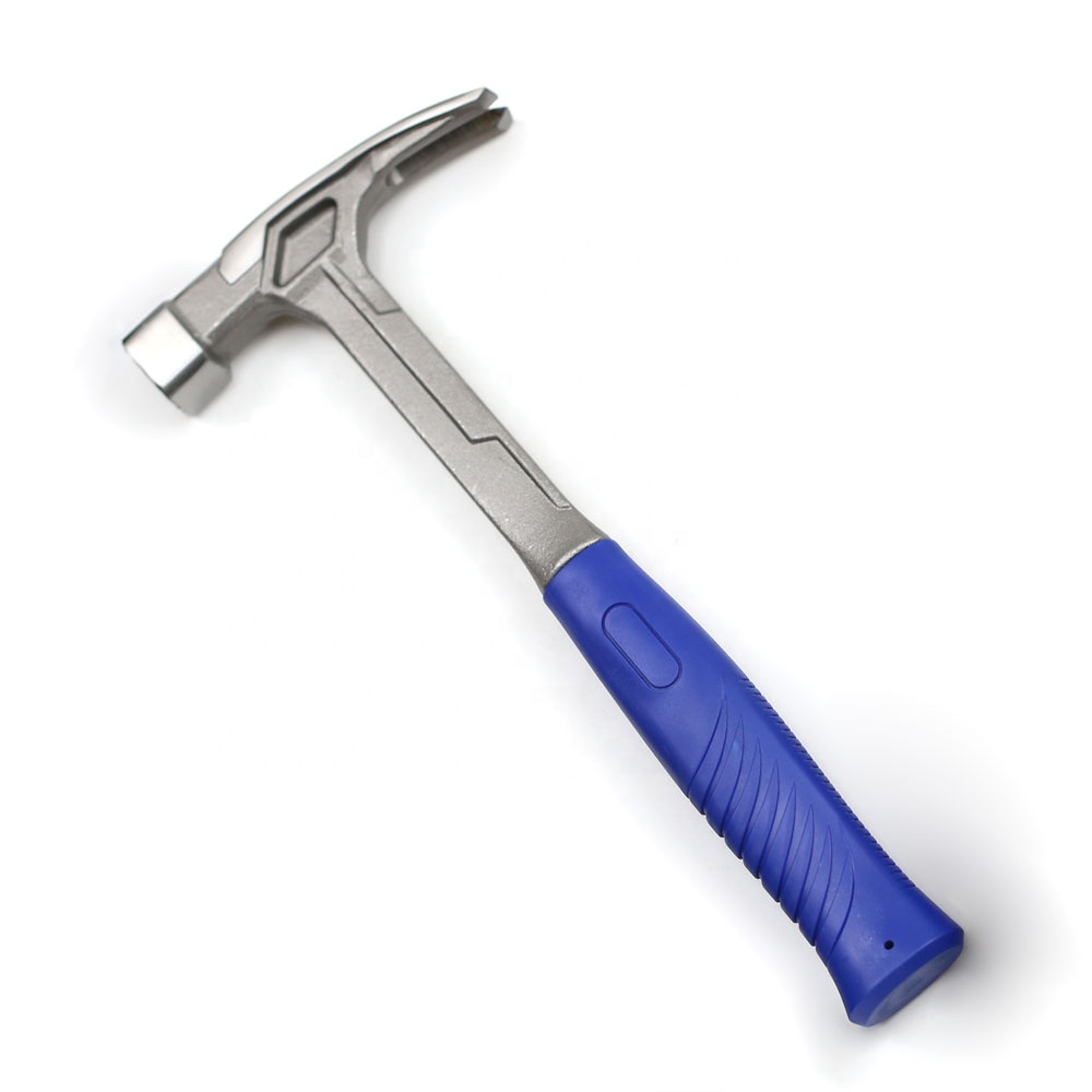 One-piece connected forged claw hammer with anti-skid milled working face