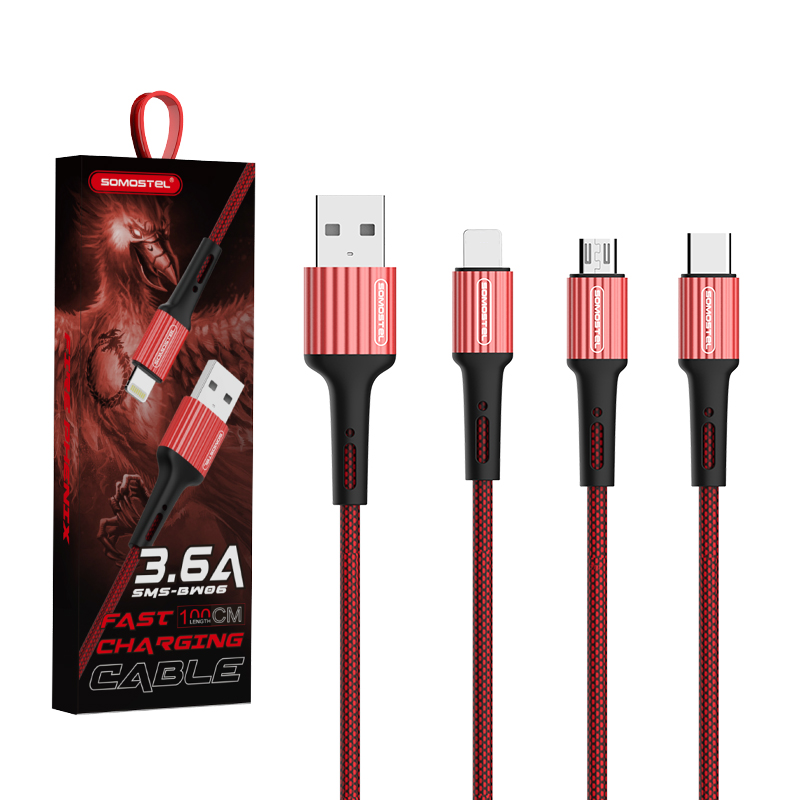 Кабель somotel precio de fabrica USB 3.6A кабель для передачи данных для мобильного телефона Плетеный Материал USB кабель для передачи данных