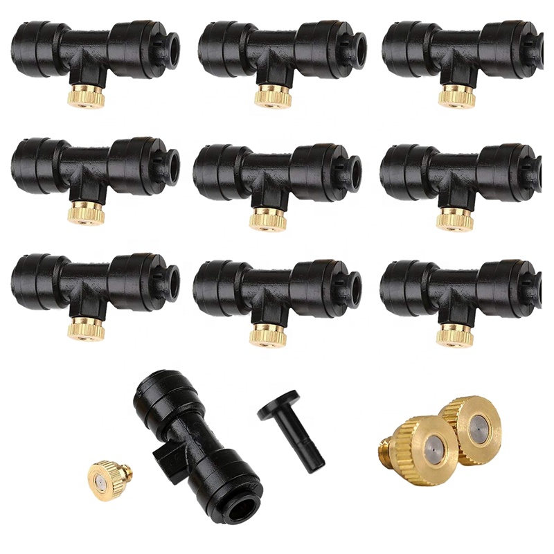 Pneumatic Fitting Brass Fog Nozzle,Low Pressure Misting Nozzle With Fitting Outdoor Cooling System Water Mister