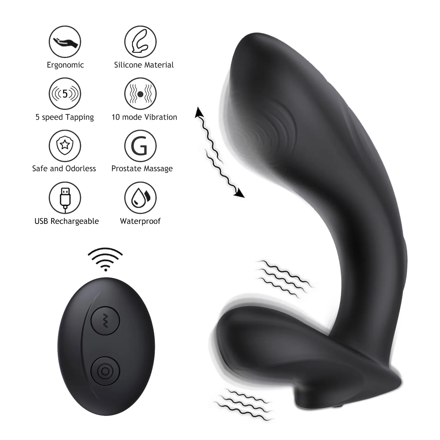 Male Vibrating Prostate Massager Sex Tools Toy Tap Function Anal vibrator
