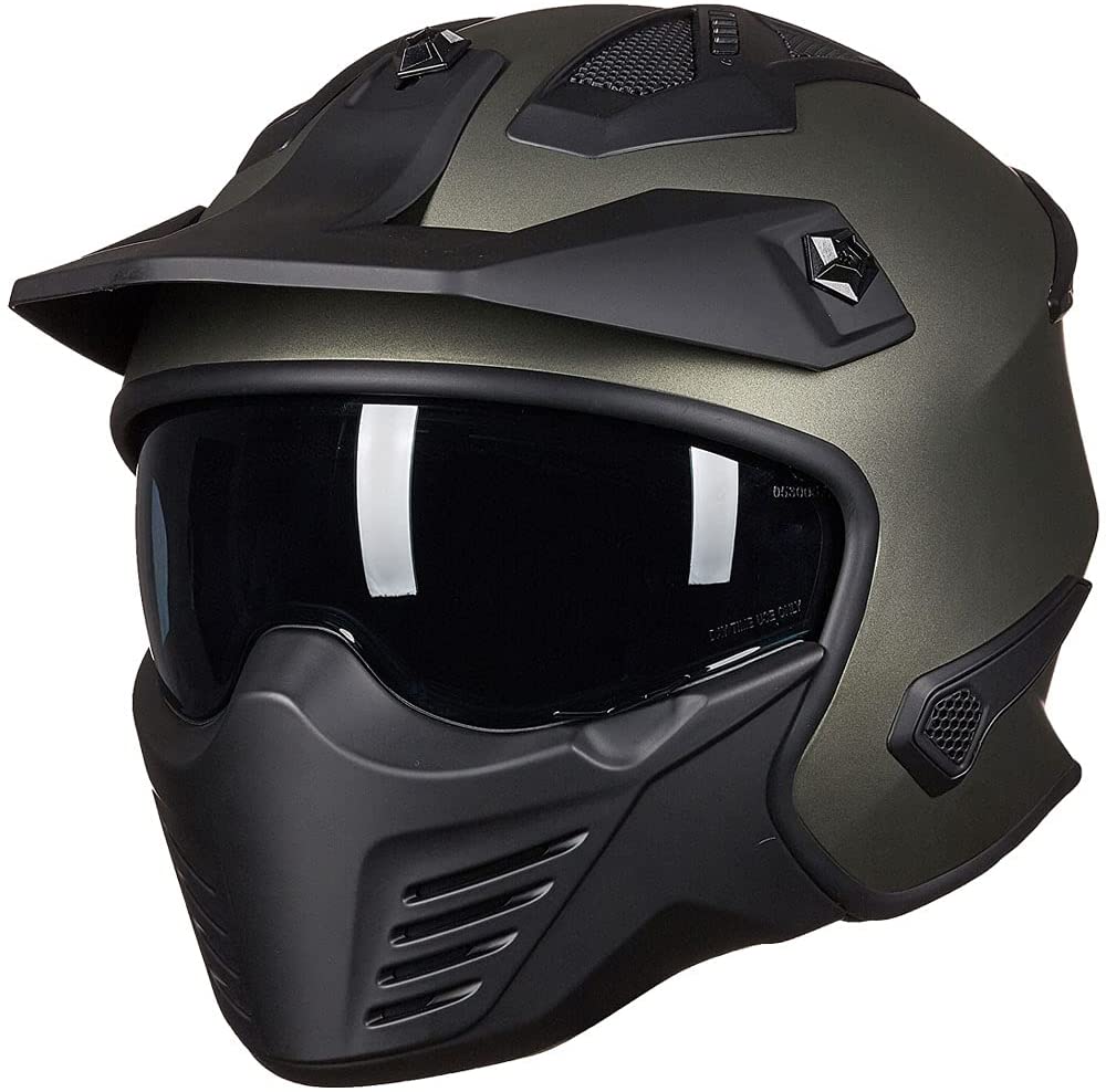 full face helmet Motor 3/4 Half Helmet for Moped ATV Cruiser Scooter DOT Midnight Green XL breathable Motorcycle Helmet