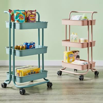 Rolling Kitchen Trolley Cart with 3 Drawer Baskets iron Utility Cart Serving Cart Trolley