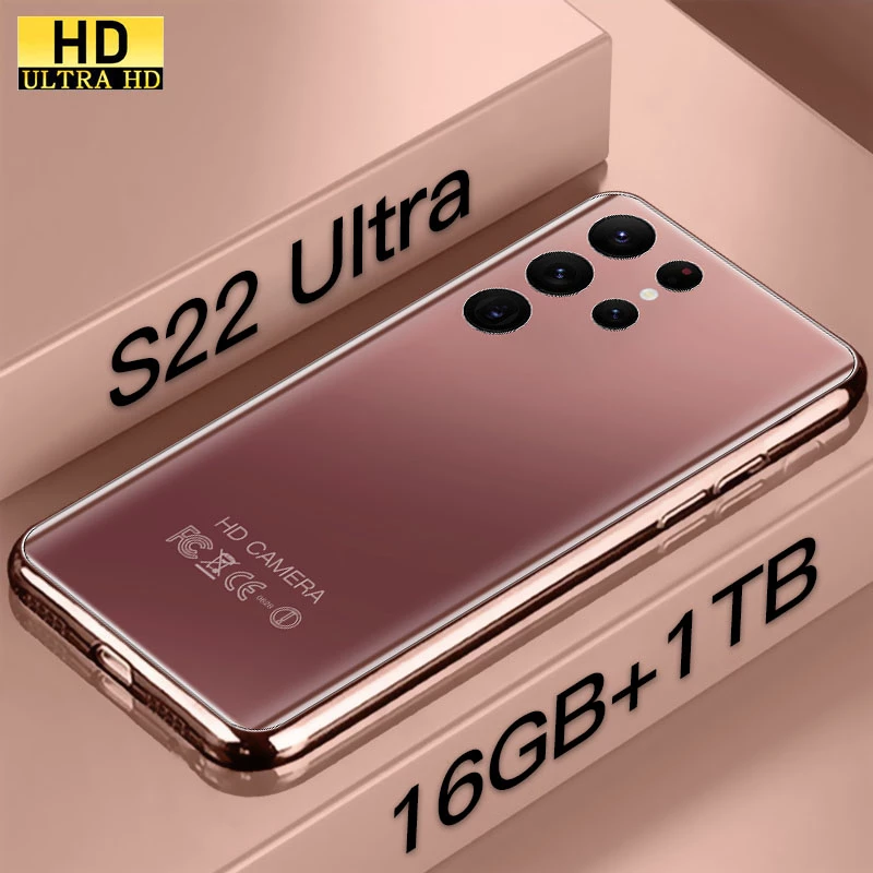 2022 Лидер продаж S22 Ultra 16gb + 1 ТБ полный экран мобильного телефона 7,3 дюймов Hd мобильных телефонов 24 + 48 Мп 6800 мА/ч, 5 г игровая смартфонов