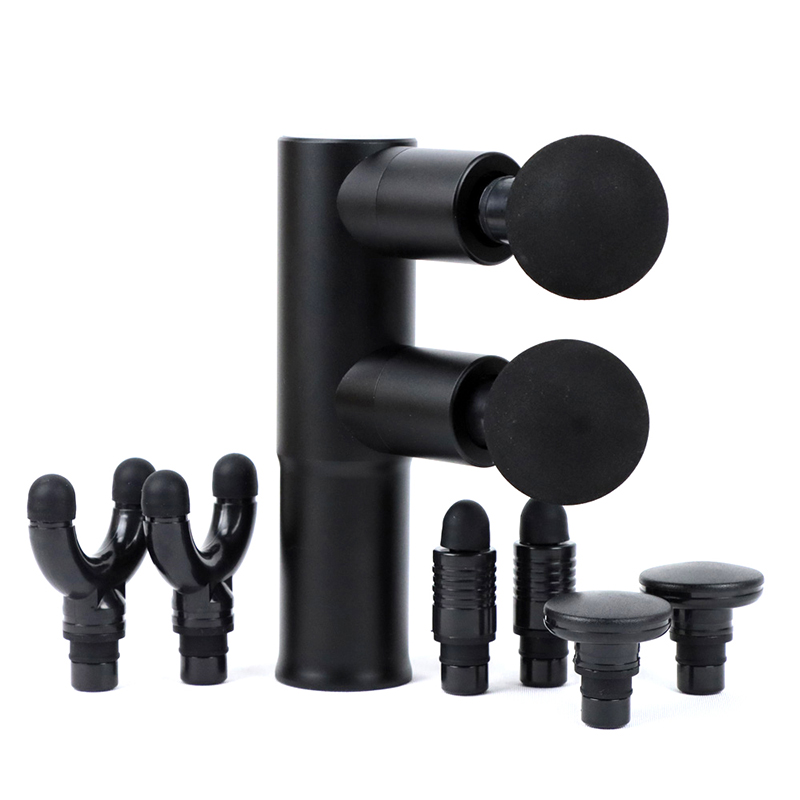 Dropshipping Double head pocket gun massager power booster deep tissue percussion muscle fascia double dual head massage gun