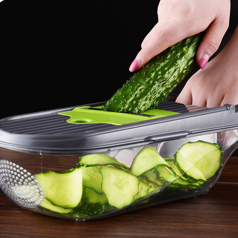 Household Vegetable Slicer Manual Slicer Kitchen Tool Drain Basket