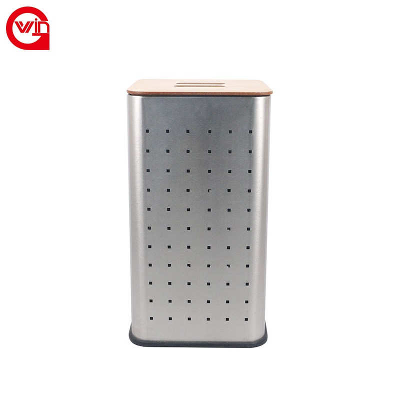 Hotel Apartment Home Bathroom Laundry Bucket Stainless Steel Bathroom Laundry Bin Lid Laundry Basket