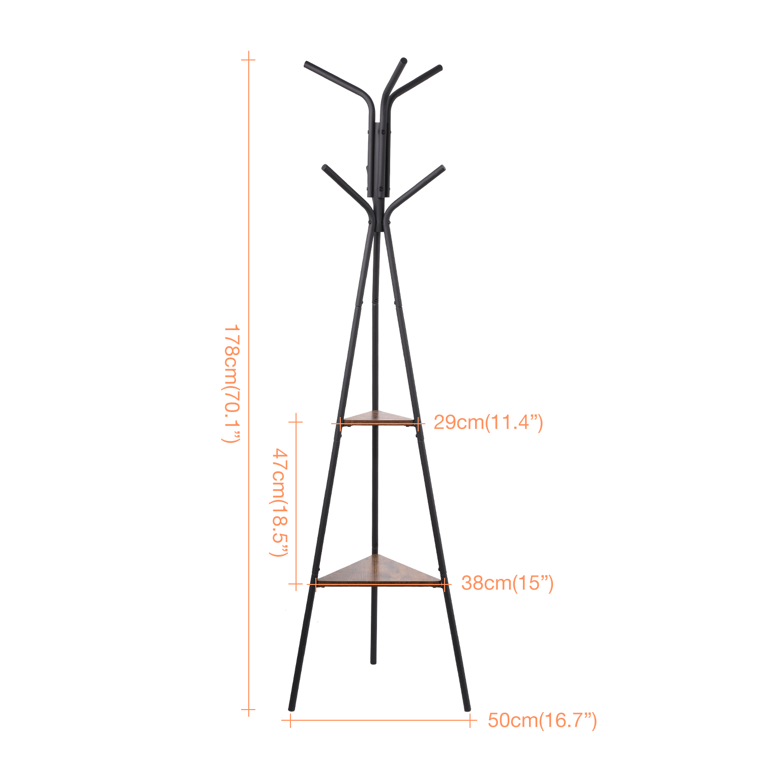 Entryway Coat Rack Stand Metal Coat Tree with 2 Shelves  Premium Coat Holder for Clothes  Hat  Bag  Purse  Umbrella  Vintage