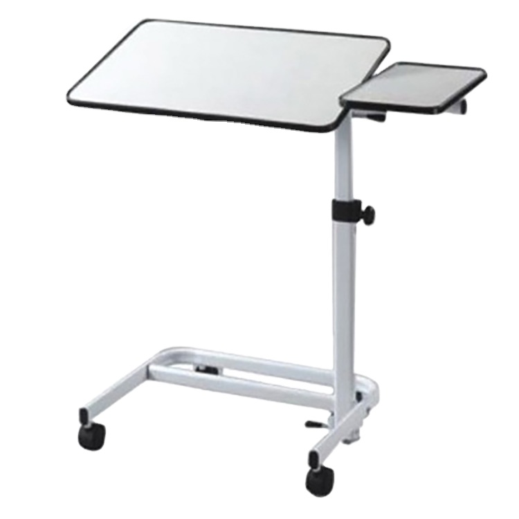 Multi-position adjustable height hospital bedside chair table with wheels, easy to carry