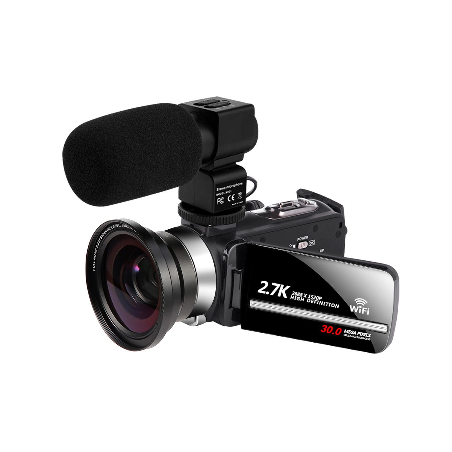 2,7 K веб-камера видеокамера для прямой трансляции WiFi камера 30MP 3,0 дюймов сенсорный экран 16X цифровой зум 2,7 K Цифровая видеокамера