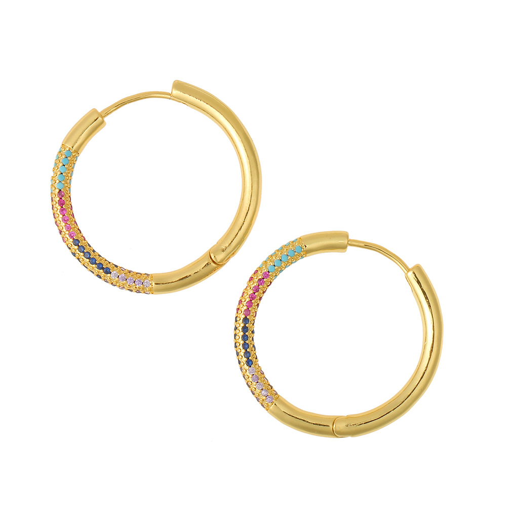 2021 New Fashion Hip Hop Jewelry For Women Circle Earring Iced Out Cz Cubic Zirconia Earring Big Round Hoop Earrings
