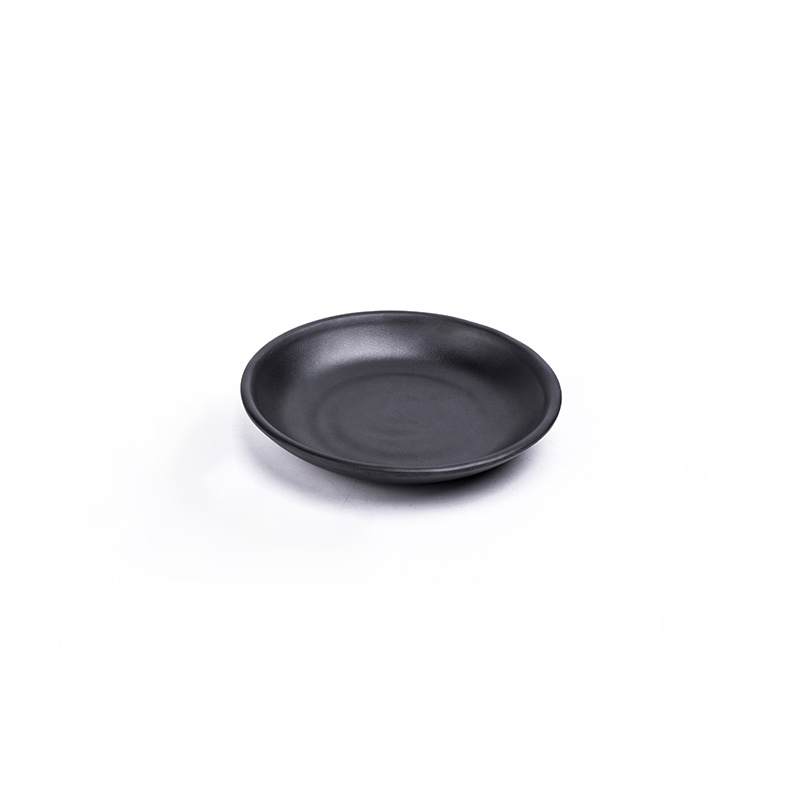 Custom Tableware Dinnerware Dinner Plates Sets Round Black Plastic Plate For Restaurants