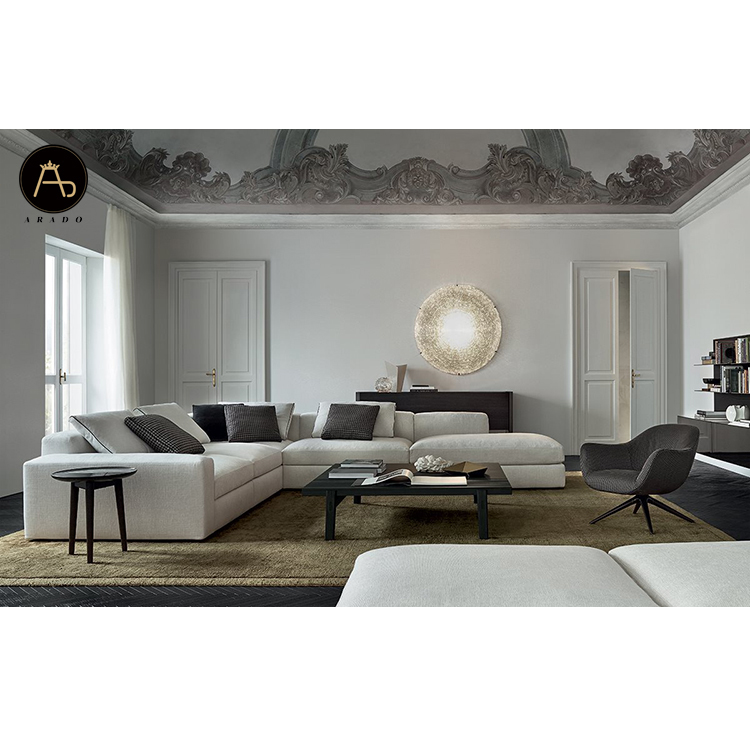 Italian modern couch set design living room big luxury sectional velvet upholstery fabric sofa