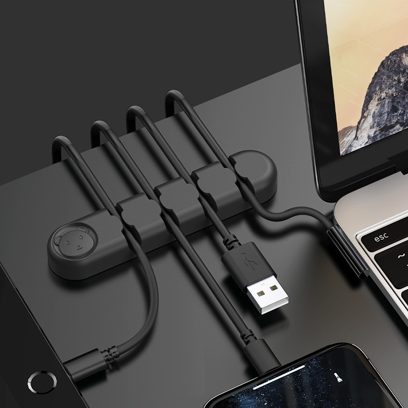 PC Office Home desk colorful silicone Self Adhesive cord Organizer earphone USB Charging Management Wire Holder Cable Clips
