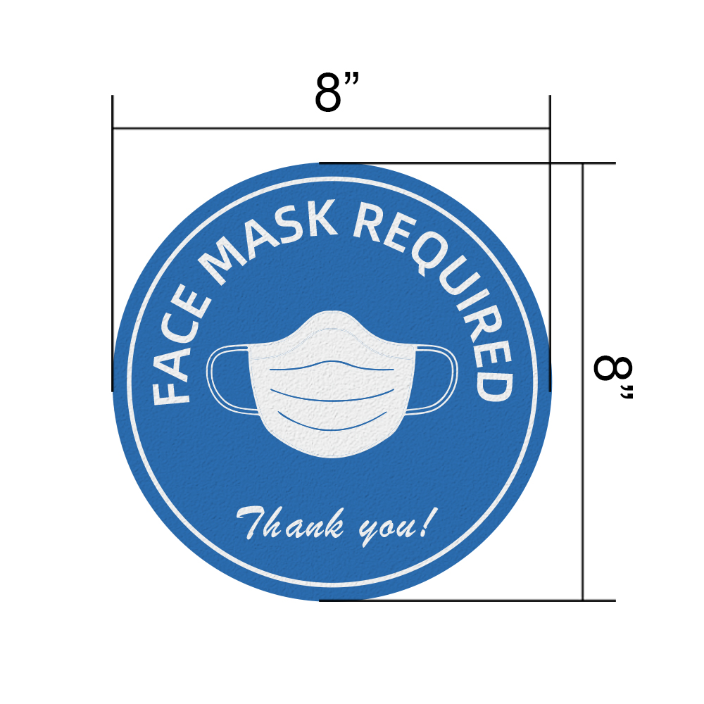 8x8 дюймов круглые ПВХ окна двери Facemask необходимые знаки напоминания общественные зоны предупреждающий знак наклейки украшение дома УФ печать