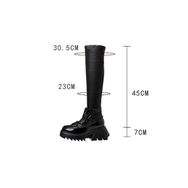 Straps cross middle-heel drive shoe leather long/short black womens sock boots